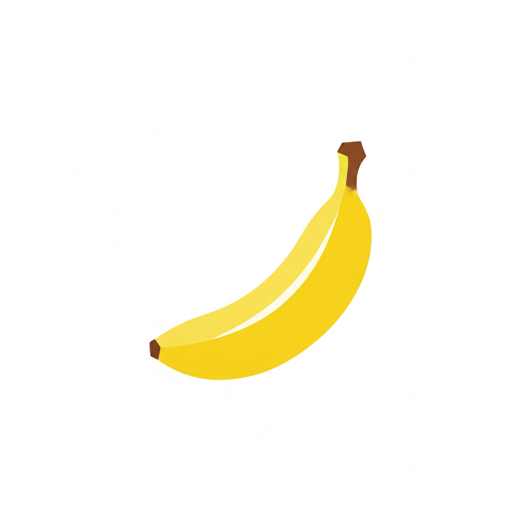 Minimalist banana icon with smooth curves and bold colors
